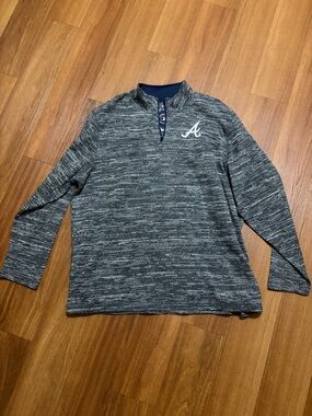NWT Atlanta Braves Baseball Majestic Long Sleeve 1/4 Zip Pullover Unisex 3XL